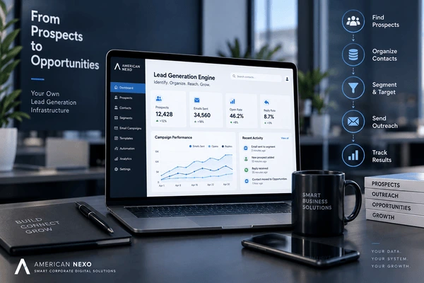 Motor empresarial de captación de clientes, gestión de prospectos y comunicaciones por correo electrónico de American Nexo